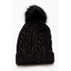 Stormie Black Pom Pom Beanie