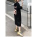 Beautiful o neck short sleeve cotton clothes fine Runway black long Dresses Summer