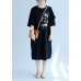 Modern o neck embroidery linen clothes Fashion Online Shopping black long Dresses Summer