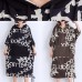 Women black print Cotton Work Outfits pockets Plus Size Summer Dresses