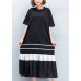 Handmade black Cotton Wardrobes plus size Photography patchwork Cinched shift Summer Dresses