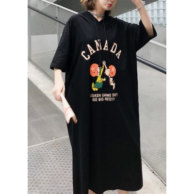 Beautiful o neck short sleeve cotton clothes fine Runway black long Dresses Summer