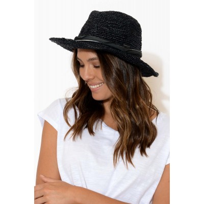 Freya Black Raffia Cowboy Hat