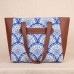 Floral Blue Pottery Side Tote Bag