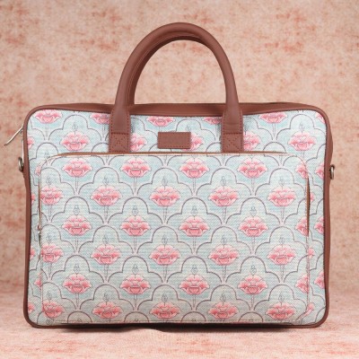 Karur Aquamarine Floral Motif Laptop Bag